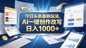 今日头条最新玩法，AI 一键创作改写，简单易上手，轻松日入 1000 +-大象聊项目