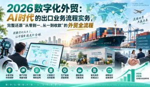 2026数字化外贸:AI时代的出口业务流程实务,完整还原”从零到一、从一到收款”的外贸全流程-大象聊项目