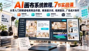 AI画布系统教程,7节实战课从零入门到精通电商商品作图、精准提示词、视频复刻、广告成片制作-大象聊项目
