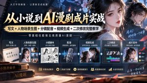 从小说到AI漫剧成片实战:写文+人物场景生图+分镜配音+视频生成+二次修改完整教学-大象聊项目