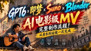 GPT6×即梦×Suno×Blender｜AI电影级MV完整制作流程！从音乐到运镜一次完成！-大象聊项目