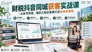 财税抖音同城获客实战课｜从账号搭建、爆款文案到直播引流全体系落地-大象聊项目