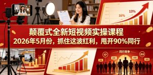 颠覆式全新短视频实操课程,抓住这波红利,甩开90%同行(更新2026年9月份)-大象聊项目