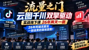 流量之门-云图千川双擎驱动实战线下课26年两天一夜，26年死磕流量池一部连贯的落地蓝图!-大象聊项目