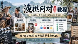 渔樵问对小短剧教程,包含电商套图、带货视频,短剧制作资料,全程可直接套用复刻-大象聊项目