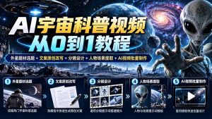 AI宇宙科普视频从0到1教程|外星题材选题+文案原创改写+分镜设计+人物场景提取+AI视频批量制作-大象聊项目