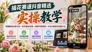 插花赛道抖音精选实操教学:掌握精选内容方向+花艺素材处理+视频节奏剪辑+中长内容制作完整方法-大象聊项目