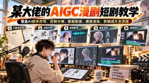 某大佬的AIGC漫剧短剧教学,覆盖AI剧本改写、定制分镜、智能配音、模型渲染、剪辑成片全流程-大象聊项目