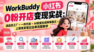 WorkBuddy小红书0粉开店变现实战：选品找工厂+一件代发+AI批量生成种草图文+上架发发笔记出单完整教学-大象聊项目