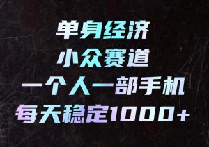 单身经济小众赛道，一个人一部手机，每天稳定1000+，利用下班碎片时间即可【揭秘】-大象聊项目