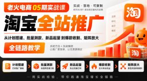老火电商05期实战课｜淘宝全站推广从计划搭建、批量测款、新品起量到爆款收割、矩阵放大全链路教学-大象聊项目