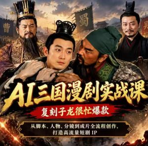 抖音14W粉博主同款AI三国漫剧实战课,复刻子龙很忙爆款,从脚本、人物、分镜到成片全流程创作,打造高流量短剧IP-大象聊项目