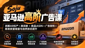 Soju亚马逊高阶广告课：拆解A9坑产+准词表+竞品ASIN+广告架构+精准放量缩量与自然排名提升-大象聊项目