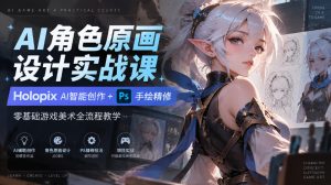 AI角色原画设计实战课｜Holopix AI智能创作+PS手绘精修，零基础游戏美术全流程教学-大象聊项目