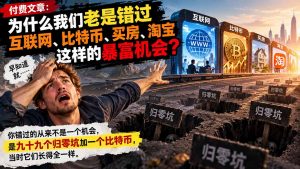 付费文章：为什么我们老是错过互联网、比特币、买 房、淘宝这样的暴富机会？-大象聊项目