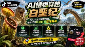 抖音7W粉丝博主的AI植物穿越白垩纪教学，抖音科普蓝海赛道，解锁商单收徒伙伴计划等多种收益-大象聊项目