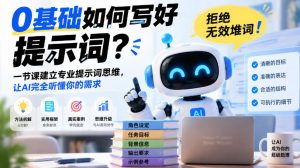0基础如何写好提示词，拒绝无效堆词！一节课建立专业提示词思维，让AI完全听懂你的需求-大象聊项目
