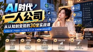 【无水印】AI时代一人公司30堂实战课：从商业认知+产品定位+AI工作流到个人IP、私域获客与变现全流程-大象聊项目