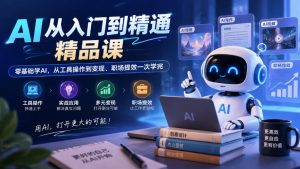 AI从入门到精通精品课，零基础学AI，从工具操作到变现、职场提效一次学完-大象聊项目