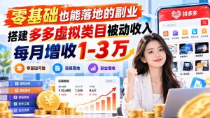 零基础也能落地的副业，搭建多多虚拟类目被动收入，每月增收 1-3 万-大象聊项目