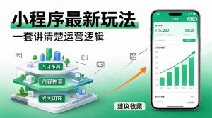 微信小程序最新玩法   四种收益来源，单日收入400+-大象聊项目