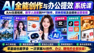 AI全能创作与办公提效系统课：从AI生图视频、数字人动画到PPT制作、剪映剪辑及自媒体运营变现-大象聊项目