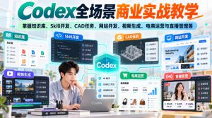 Codex全场景商业实战教学，掌握知识库、Skill开发、CAD任务、网站开发、视频生成、电商运营与直播管理等(更新1010)-大象聊项目