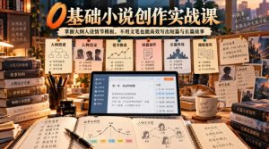 0基础小说创作实战课｜掌握大纲人设情节模板，不用文笔也能高效写出短篇与长篇故事-大象聊项目