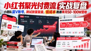 小红书聚光付费流实战复盘｜小团队蓝V账号，测试放量复盘，低成本跑通单月50‑100W营收【文档】-大象聊项目