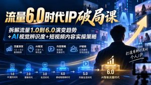 流量6.0时代IP破局课-更新：拆解流量1.0到6.0演变趋势+AI视觉辨识度+短视频内容实操策略-大象聊项目