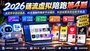 2026薅流虚拟陪跑第4期:从软件半自动选品、AI主图制作到多平台铺货、抖店运营及自动发货实战-大象聊项目