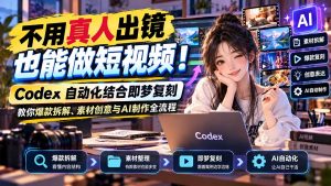 不用真人出镜也能做短视频!Codex自动化结合即梦复刻,教你爆款拆解、素材创意与AI制作全流程-大象聊项目