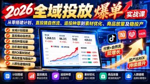 2026全域投放爆单实战课:从零搭建计划、直投撬自然流、追投种草到素材优化、商品放量及稳投产-大象聊项目