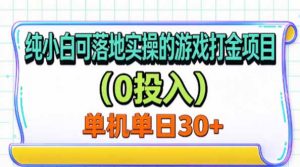 纯小白可落地实操的游戏打金项目(0投入-大象聊项目
