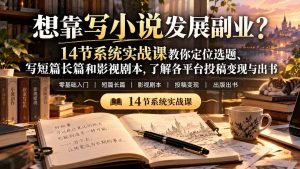 【无水印】想靠写小说发展副业？14节系统实战课教你定位选题、写短篇长篇和影视剧本，了解各平台投稿变现与出书-大象聊项目