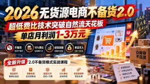 2026无货源电商不备货2.0【更新1019】:超低费比技术突破自然流天花板,单店月利润1-3万元-大象聊项目