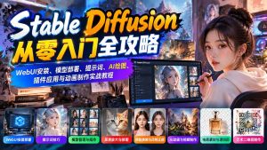 Stable Diffusion从零入门全攻略:WebUI安装、模型部署、提示词、AI绘图、插件应用与动画制作实战教程-大象聊项目