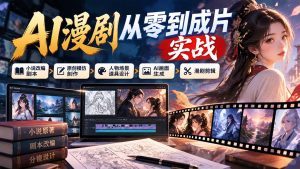 AI漫剧从零到成片实战：小说改编剧本、原创模仿创作、人物场景道具设计、AI画面生成与漫剧剪辑-大象聊项目