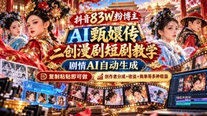 抖音83W粉博主AI甄嬛传二创漫剧短剧教学|剧情AI自动生成,复制粘贴即可做,各大平台创作者分成+收徒等多种收益-大象聊项目