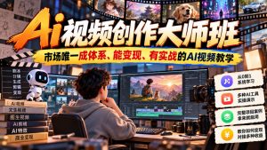 Ai视频创作大师班,市场唯一成体系、能变现、有实战的AI视频教学(更新2026)-大象聊项目