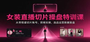 女装直播切片操盘特训课:从零搭建切片账号,剪辑实操,选品运营数据复盘-大象聊项目