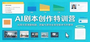 AI剧本创作特训营：从网文到漫剧短剧，改编与原创全类型剧本写作教学-大象聊项目