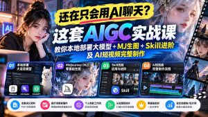 【无水印】还在只会用AI聊天？这套AIGC实战课教你本地部署大模型+MJ生图+Skill进阶及AI短视频完整制作-大象聊项目