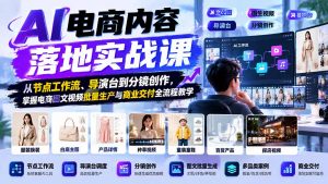 AI电商内容落地实战课:从节点工作流、导演台到分镜创作,掌握电商图文视频批量生产与商业交付全流程教学-大象聊项目