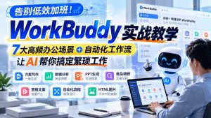 告别低效加班！WorkBuddy实战教学，7大高频办公场景＋自动化工作流，让AI帮你搞定繁琐工作-大象聊项目