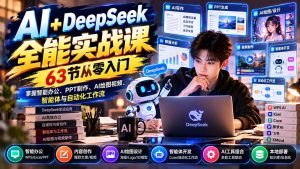 AI+DeepSeek全能实战课:63节从零入门,掌握智能办公、PPT制作、AI绘图视频、智能体与自动化工作流-大象聊项目