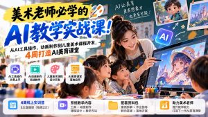 美术老师必学的AI教学实战课!从AI工具操作、动画制作到儿童美术课程开发,4周打造AI美育课堂-大象聊项目