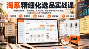 货架电商精细化选品实战课:掌握利润测算、赛道筛选、竞品分析、测款验证与差异化选品,打造淘宝天猫高利润选品体系-大象聊项目
