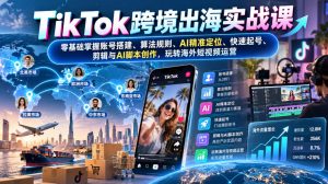 TikTok跨境出海实战课:零基础掌握账号搭建、算法规则、AI精准定位、快速起号、剪辑与AI脚本创作,玩转海外短视频运营-大象聊项目