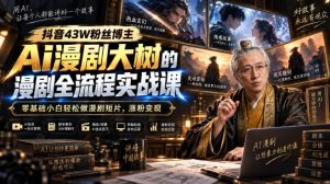 抖音43W粉丝博主Ai漫剧大树的漫剧制作全流程实战课，零基础小白轻松做漫剧短片，涨粉变现(更新1027)-大象聊项目